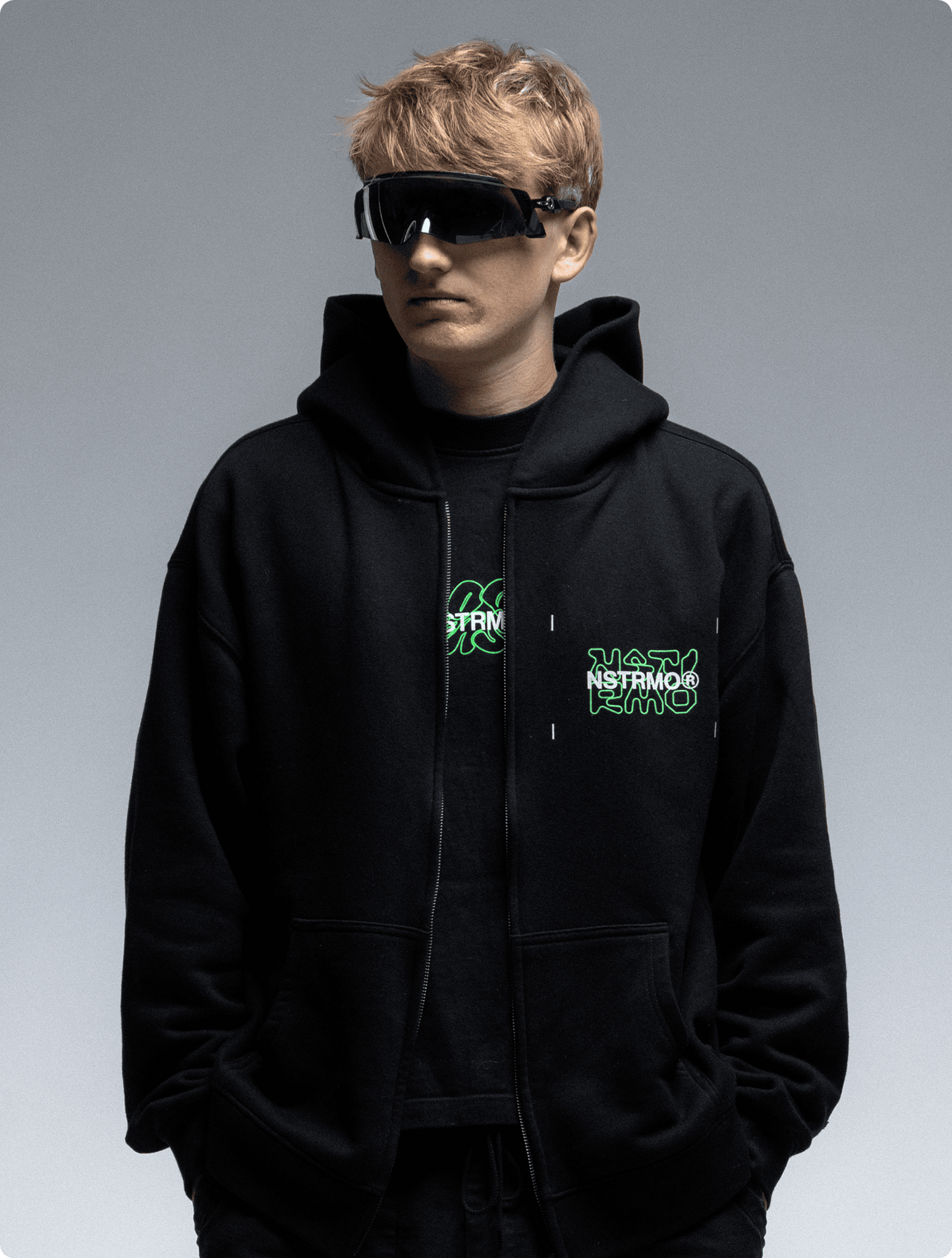 NSTRMO Crew Hooded Full Zip - Black