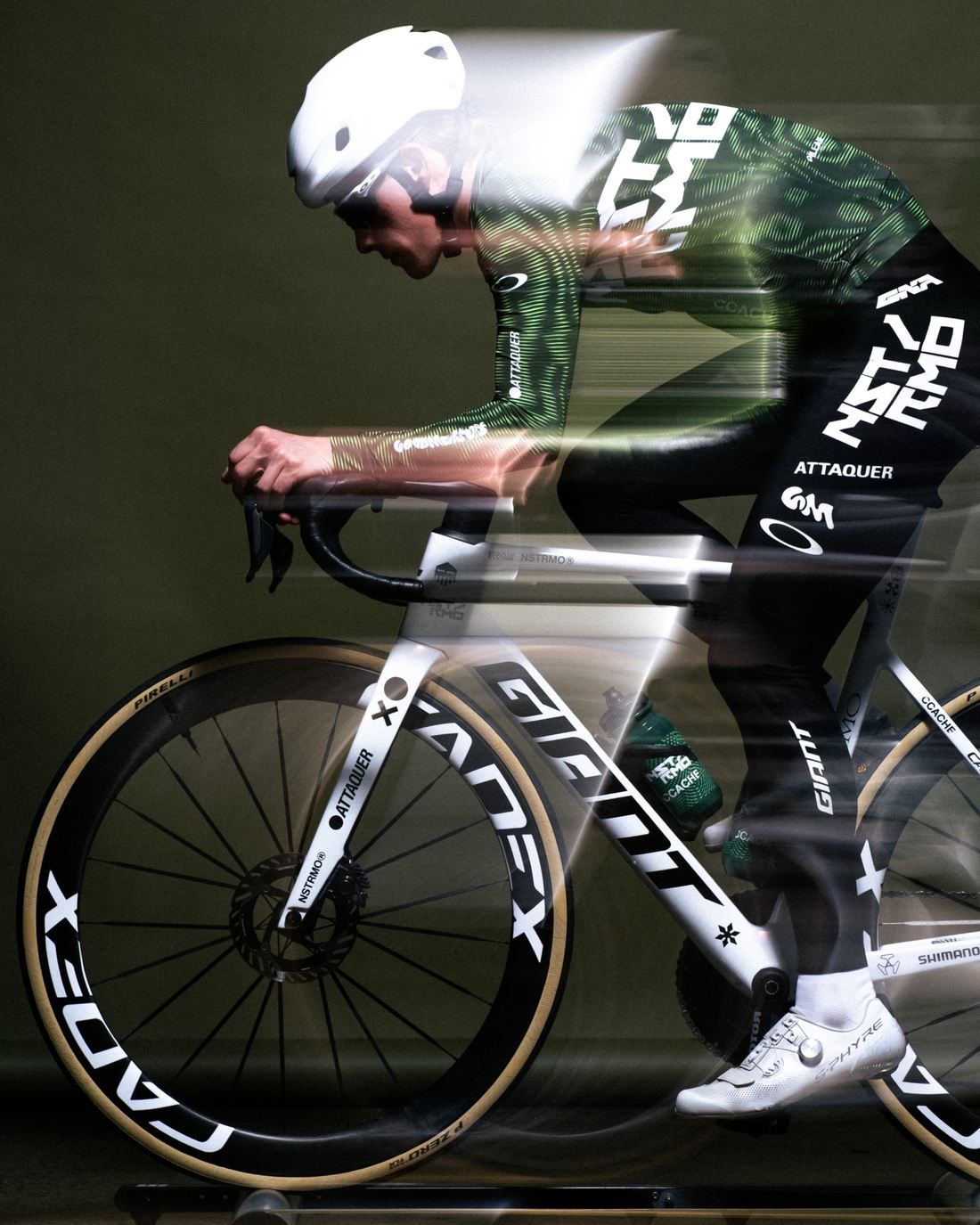NSTRMO rider on the time trial bike, motion blur