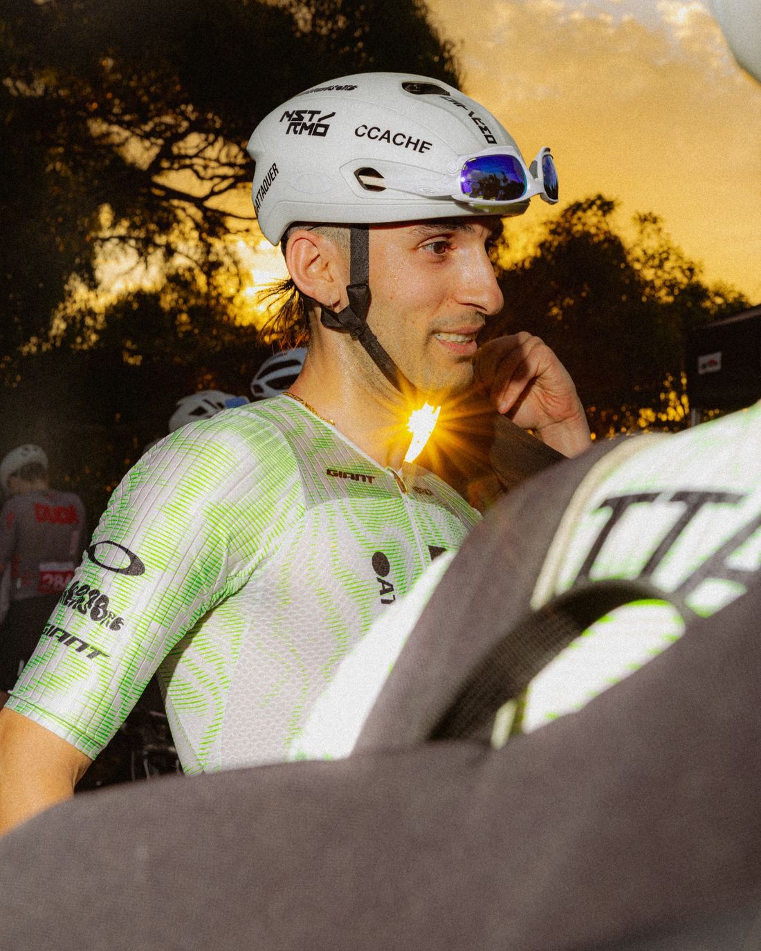 NSTRMO rider at the start line, sun flare